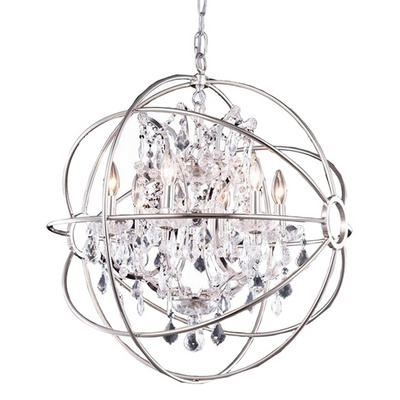 Chrome Foucault's Orb Clear Crystal Chandelier Wedding Decoration Crystal Lighting Vintage Chandeliers Crystal Light CZ2661/6