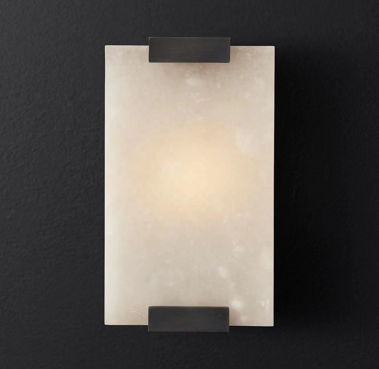 Bedroom Wall Light Luxe Materials Simple Style Real Marble Shade Wall Lamp Solid Brass Side Light  Hand-Carved Alabaster Sconce