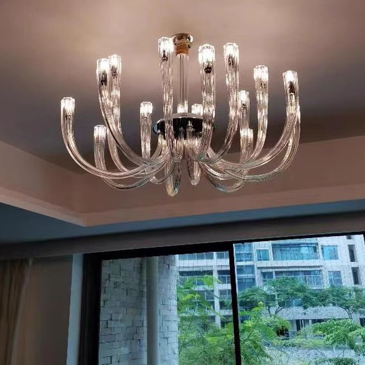 Modern personality living room light hollow glass rod frosted glass tube chandelier luxury chandelier