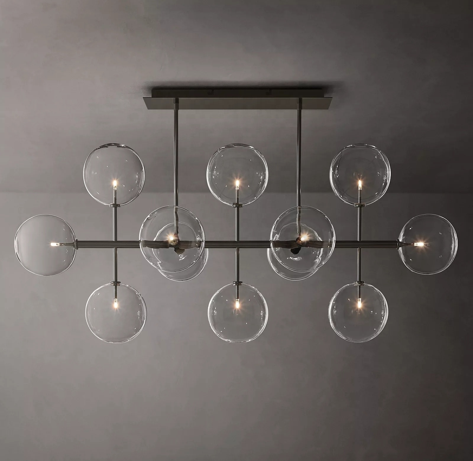 Glass Globe Mobile Linear Chandelier 58