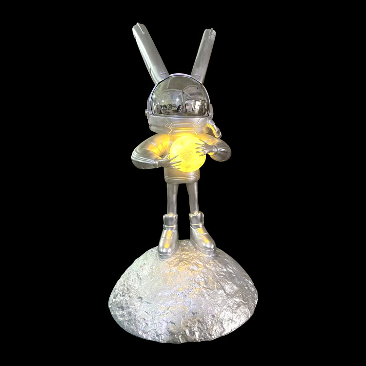 Lantern Astronaut Moonlight Rabbit  Large Floor Lights  Cute Bear Doll Bar Shop Decorative Sculpture  lamp