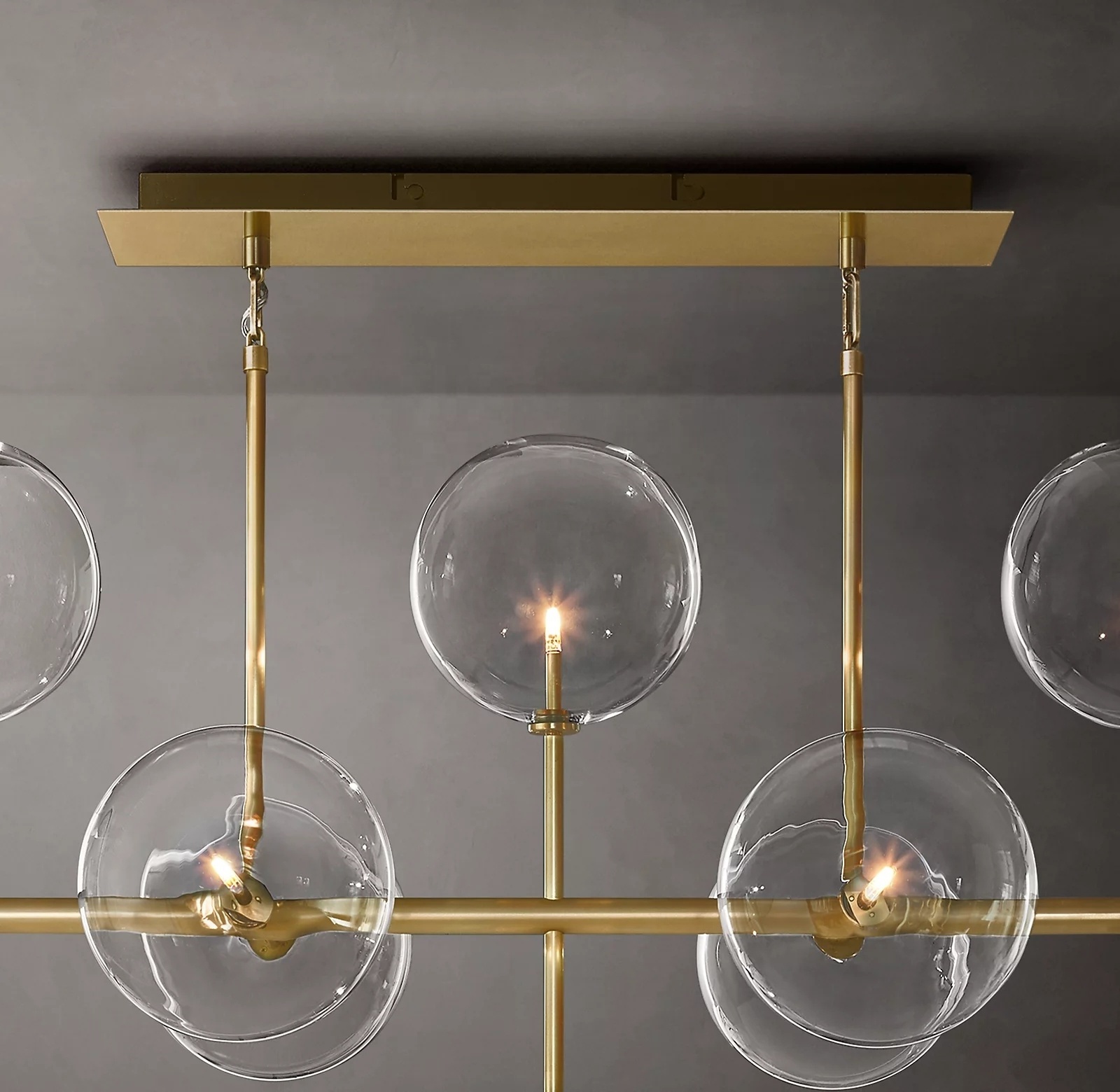 Glass Globe Mobile Linear Chandelier 58