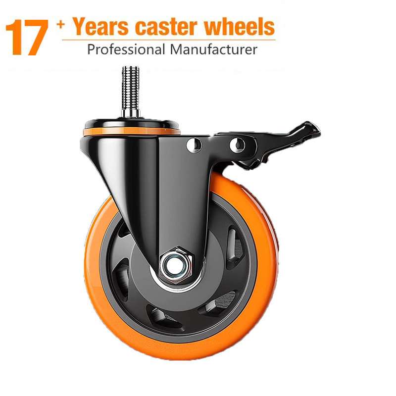 4 inch Industrial Medium Duty 100mm Castor PVC Orange Swivel Heavy duty Caster rotating wheels