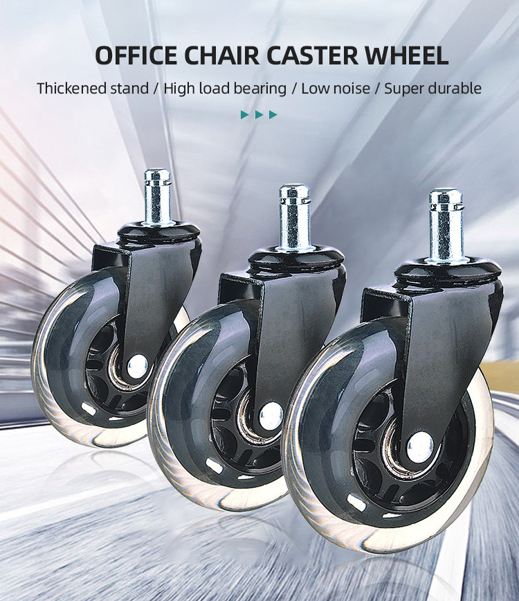 Replacement Office Chair Wheels Roller Blade Rubber PU Desk Casters