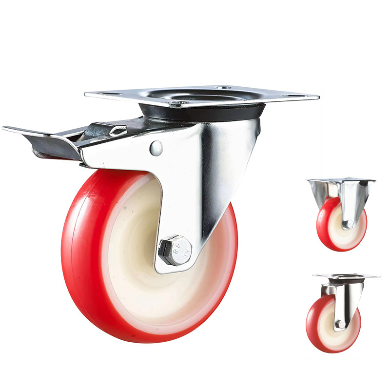 200mm 8 Inches Manufacturer Hot Sale equipment trolley Swivel top Plate PU Industrial Caster