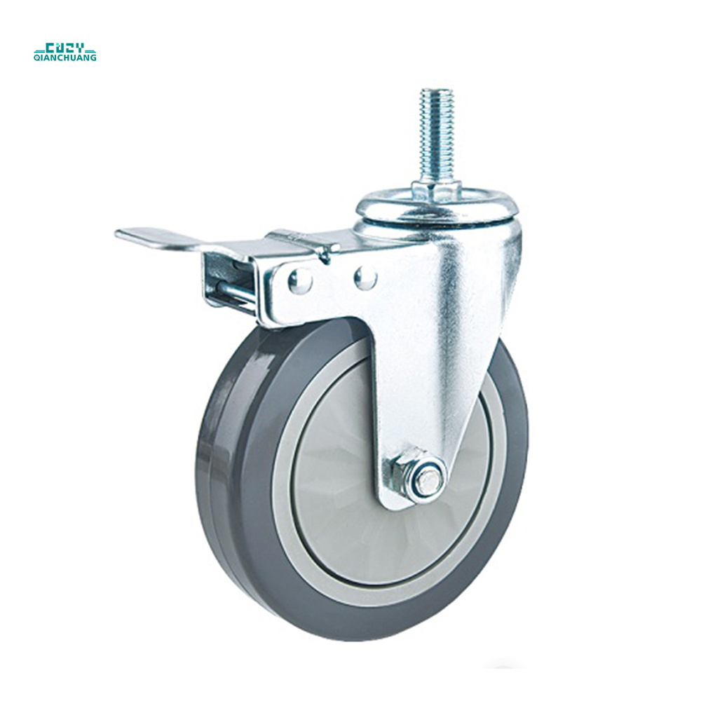 4  inch pvc pu heavy duty small swivel double swivel industrial caster wheels with lock brake