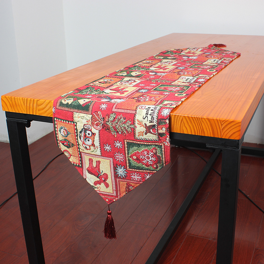 New design cotton and polyester woven jacquard tapestry custom decorative flower table runner