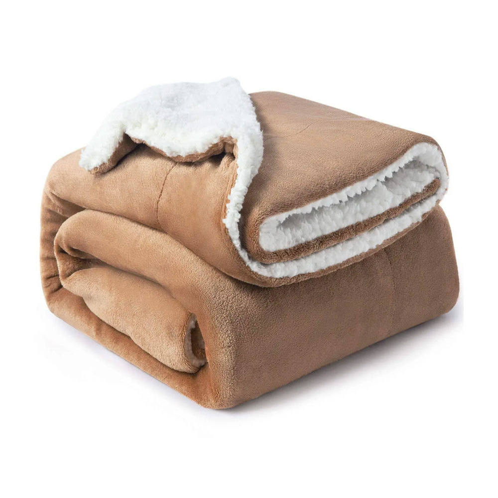 Wholesale cheap price 100%polyester super soft throw double layers warm flannel fleece sherpa blanket