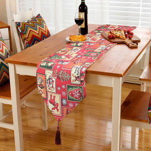 New design cotton and polyester woven jacquard tapestry custom decorative flower table runner