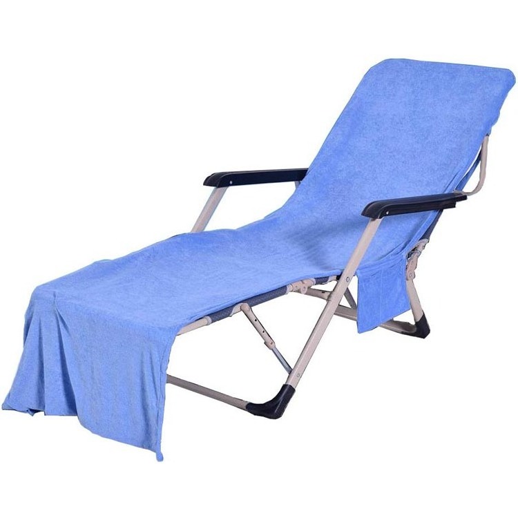 cotton beach chair towel portable beach towel chair cover custom lounge chair towel cover with pocket