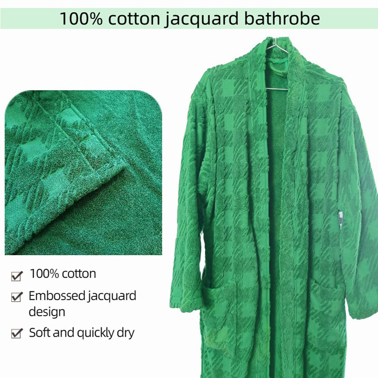 terry towel bathrobe full length jacquard bathrobe custom logo embossed bath robe  luxury hotel bathrobe