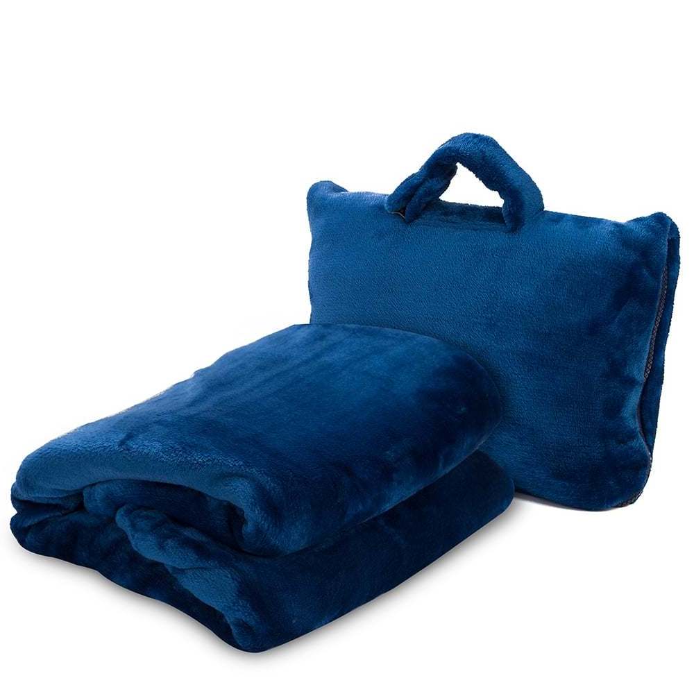 Travel Blanket Pillow Soft Blanket for Airplane Travel Essential Lightweight Comfort 2 in 1 Throw Blanket for Train camping