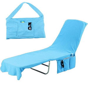 cotton beach chair towel portable beach towel chair cover custom lounge chair towel cover with pocket