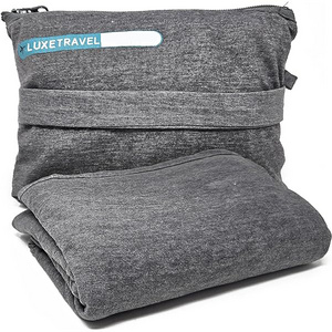 Travel Blanket Pillow Soft Blanket for Airplane Travel Essential Lightweight Comfort 2 in 1 Throw Blanket for Train camping