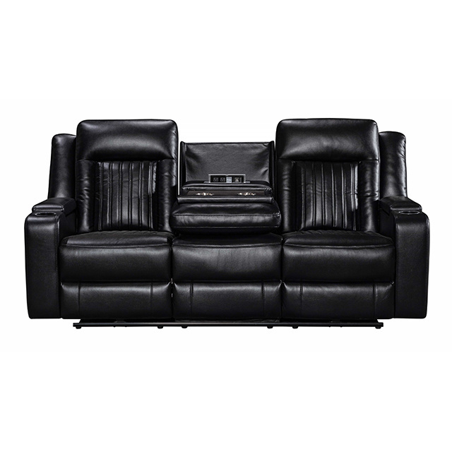 Dual Power Recliner Sofa  with Drop-down Table Theater Sofa Motion Sofa with Power Box Storage Armrest