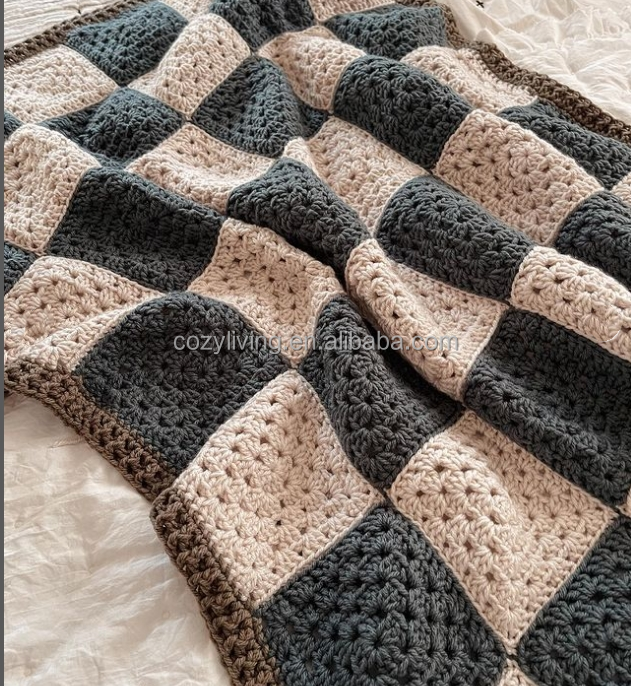 Beautiful and Pretty Cotton Materials Baby Bedding Black and White Hand Crochet Blanket Multi Color Amigurumi Blanket