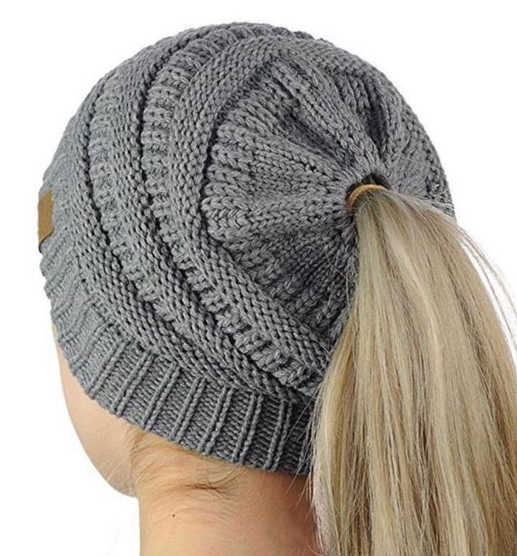 Winter Outdoor Warm Beanie For Women With Ponytail 100% Acrylic