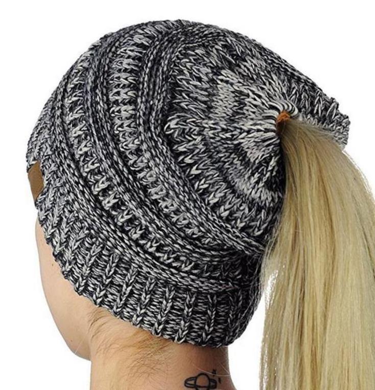 Winter Outdoor Warm Beanie For Women With Ponytail 100% Acrylic