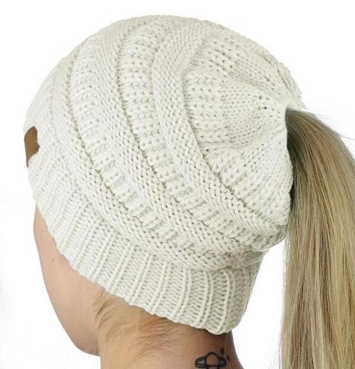 Winter Outdoor Warm Beanie For Women With Ponytail 100% Acrylic