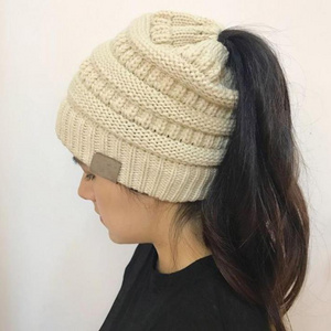 Winter Outdoor Warm Beanie For Women With Ponytail 100% Acrylic