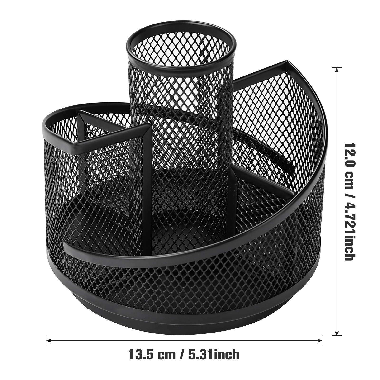 Metal Mesh Desktop Organizer Home Office 360 Degree Rotating Art Supply Storage Box