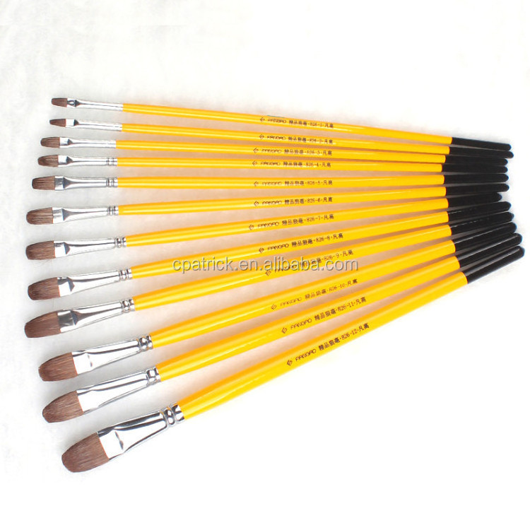 High-end Weasel Hair Wood Handle Painting Brush Wholesale Artist filbert Paint Brush  for art supplies(seperate sell)