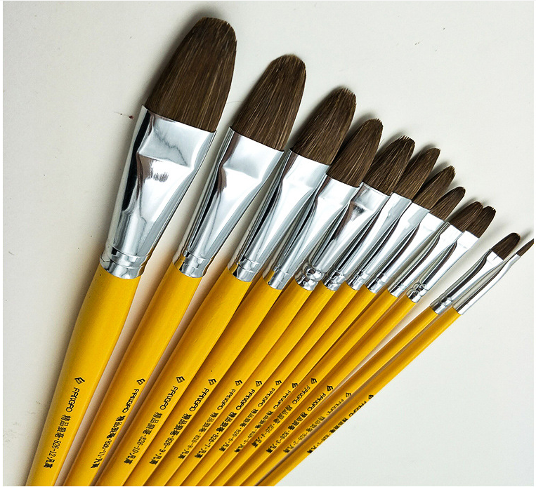 High-end Weasel Hair Wood Handle Painting Brush Wholesale Artist filbert Paint Brush  for art supplies(seperate sell)