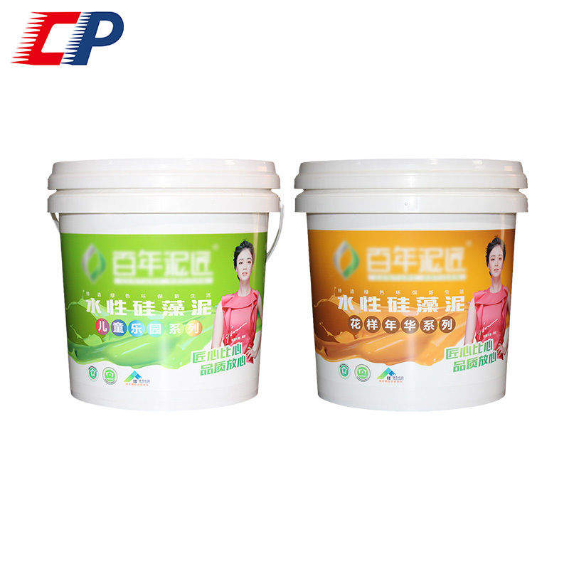 custom heat transfer label food grade standard plastic 13 gallon bucket for emulsion paint