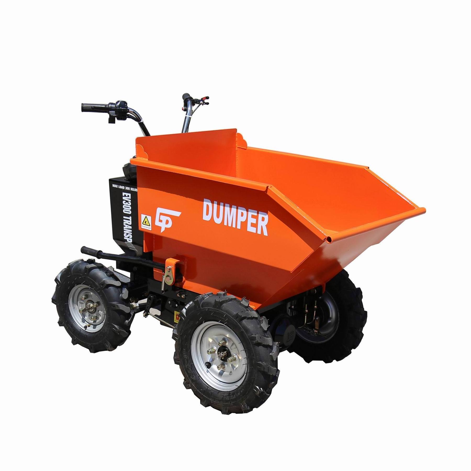 construction electric four-wheel small qingdao engine power garden elektro fishing barrow by250 mini battery dumper 300kg