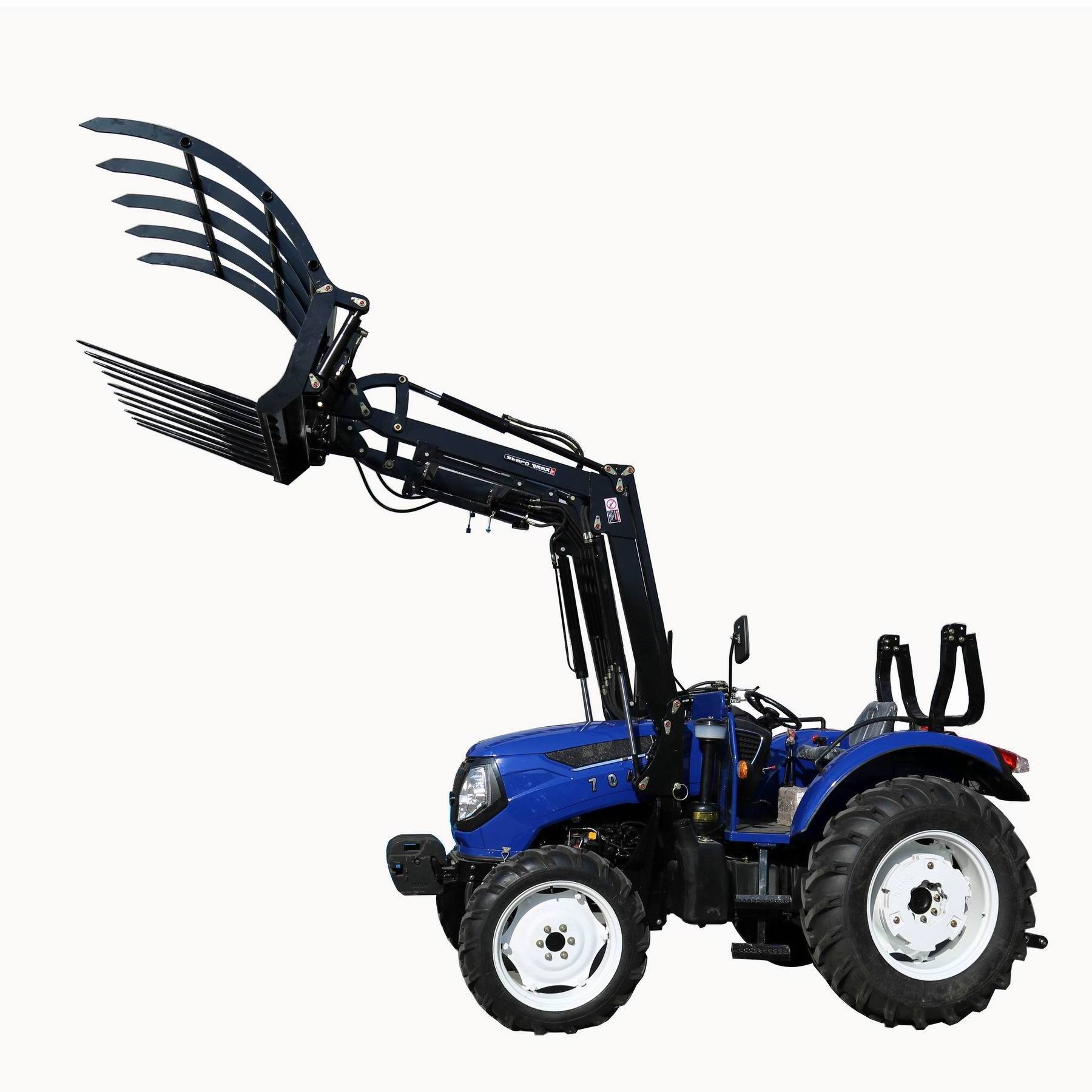 40 hp 70hp enclosed cabin tractor with front end loader and bucket system mounted log loader snow blower