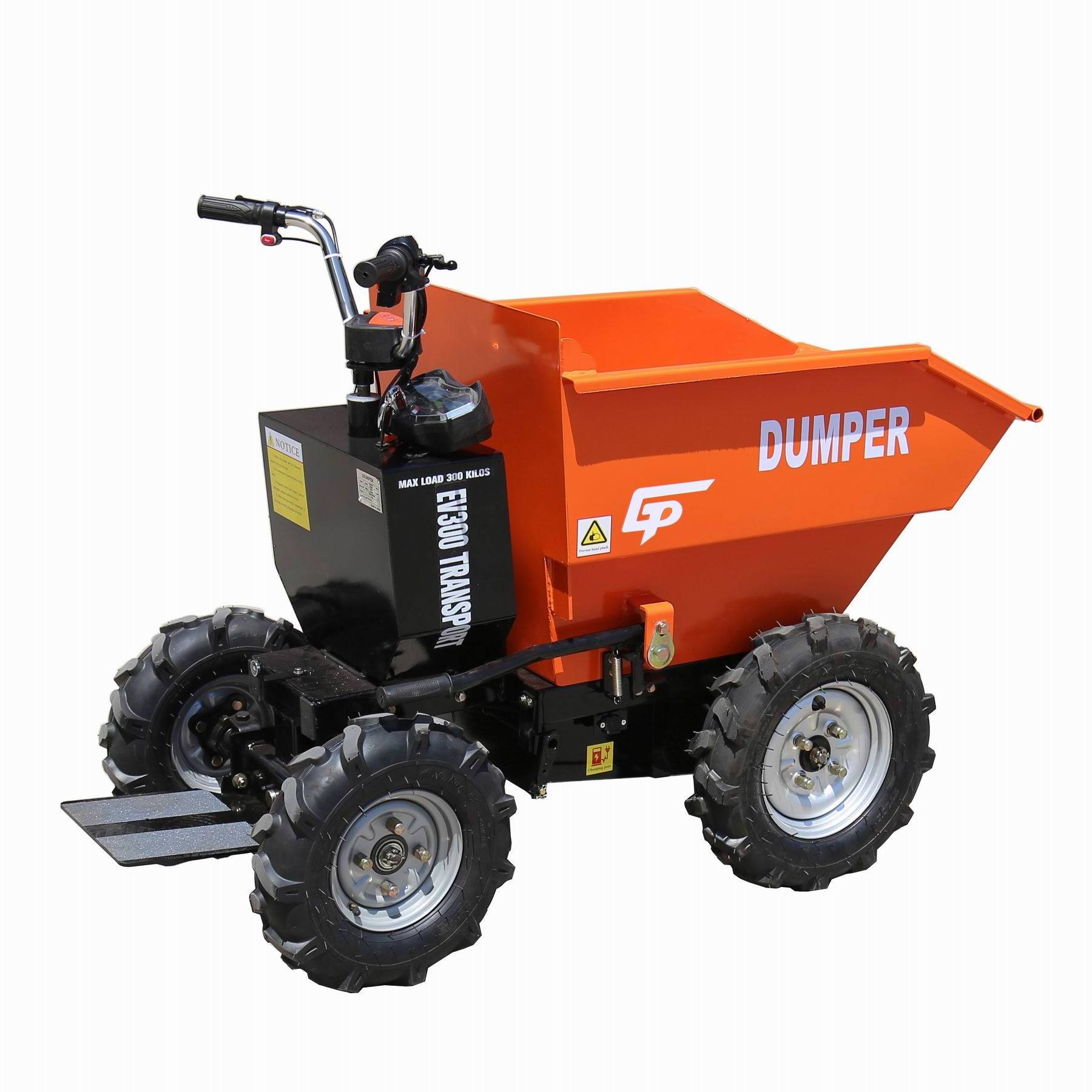 construction electric four-wheel small qingdao engine power garden elektro fishing barrow by250 mini battery dumper 300kg