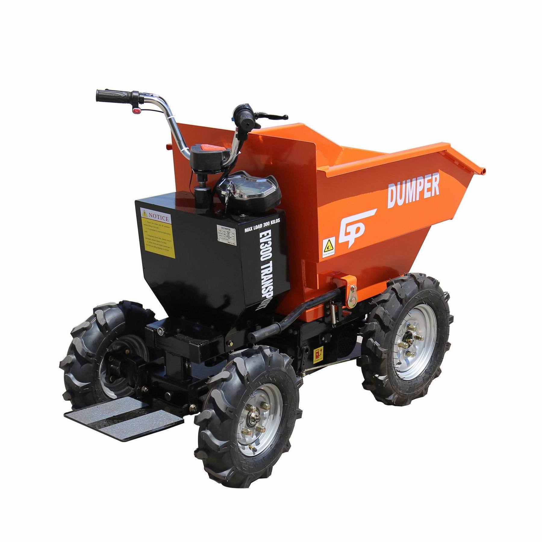 construction electric four-wheel small qingdao engine power garden elektro fishing barrow by250 mini battery dumper 300kg