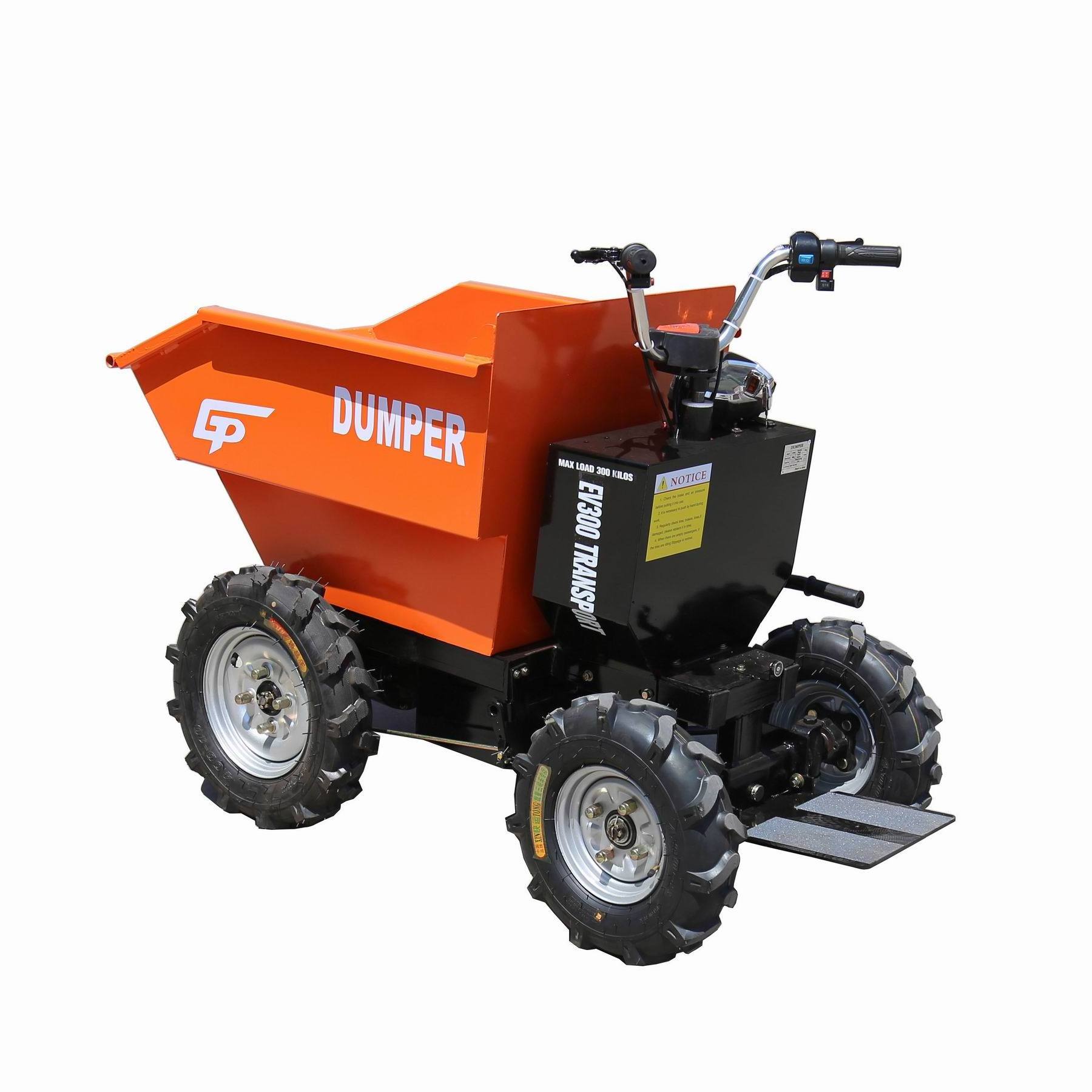 construction electric four-wheel small qingdao engine power garden elektro fishing barrow by250 mini battery dumper 300kg