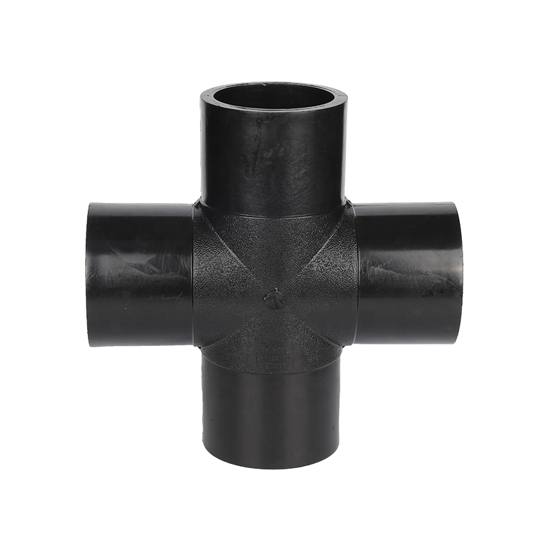 ISO4427 HDPE water pipe fittings butt fusion plastic Equal Cross Tee 4 way Tee for plumbing system