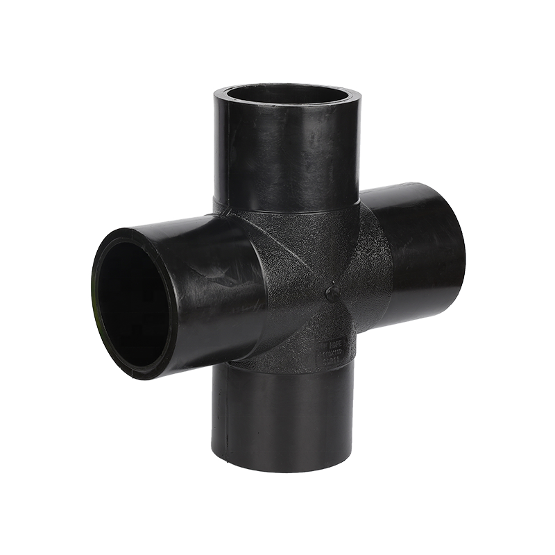 ISO4427 HDPE water pipe fittings butt fusion plastic Equal Cross Tee 4 way Tee for plumbing system