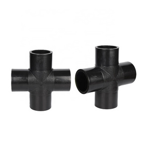 NEW ARRIVALS HDPE Pipe Fittings ISO 4427 PE 100 butt fusion EQUAL CROSS TEE PN16 SDR11 4 way tee