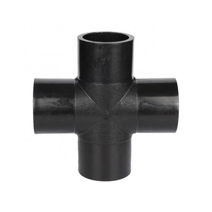 Good Quality plastic PE100 Butt Fusion HDPE pipe fittings pex fitting Equal Cross Four Way Tee for water supply system