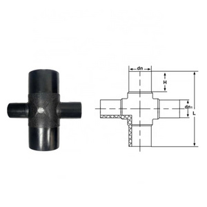 Factory shop HDPE Pipe Fittings butt fusion Reducing Cross Tee welding 4 four way Tee SDR11 PN16