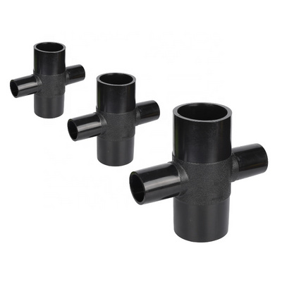 PE100 Butt Socket Fusion Tee/TF Reducing Cross Tee plastic Fitting HDPE Pipe 4 four way Welded Fitting