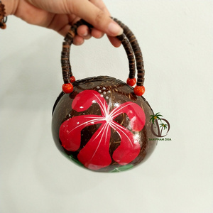 Coco - Eco Brand - Most Common 2023 Handmade Coconut Shell Lady Bag Handbag Purse/ Colorful/ Multi purposes