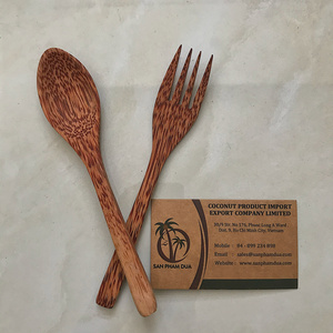 Coconut Wooden Cutlery Include Coconut Spoon Knife Chopsticks Fork or Sfork and Bamboo Straw