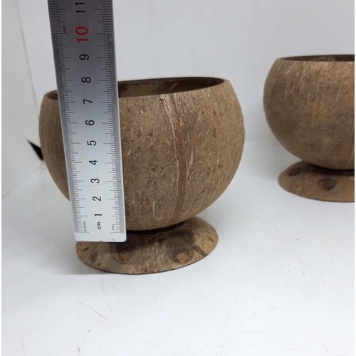 ECO FRIENDLY COCONUT CUP FOR SMOOTHIE/VIETNAM COCONUT SHELL CUP WITH STAND/REUSABLE TEA CUP COCONUT SHELL BOWL