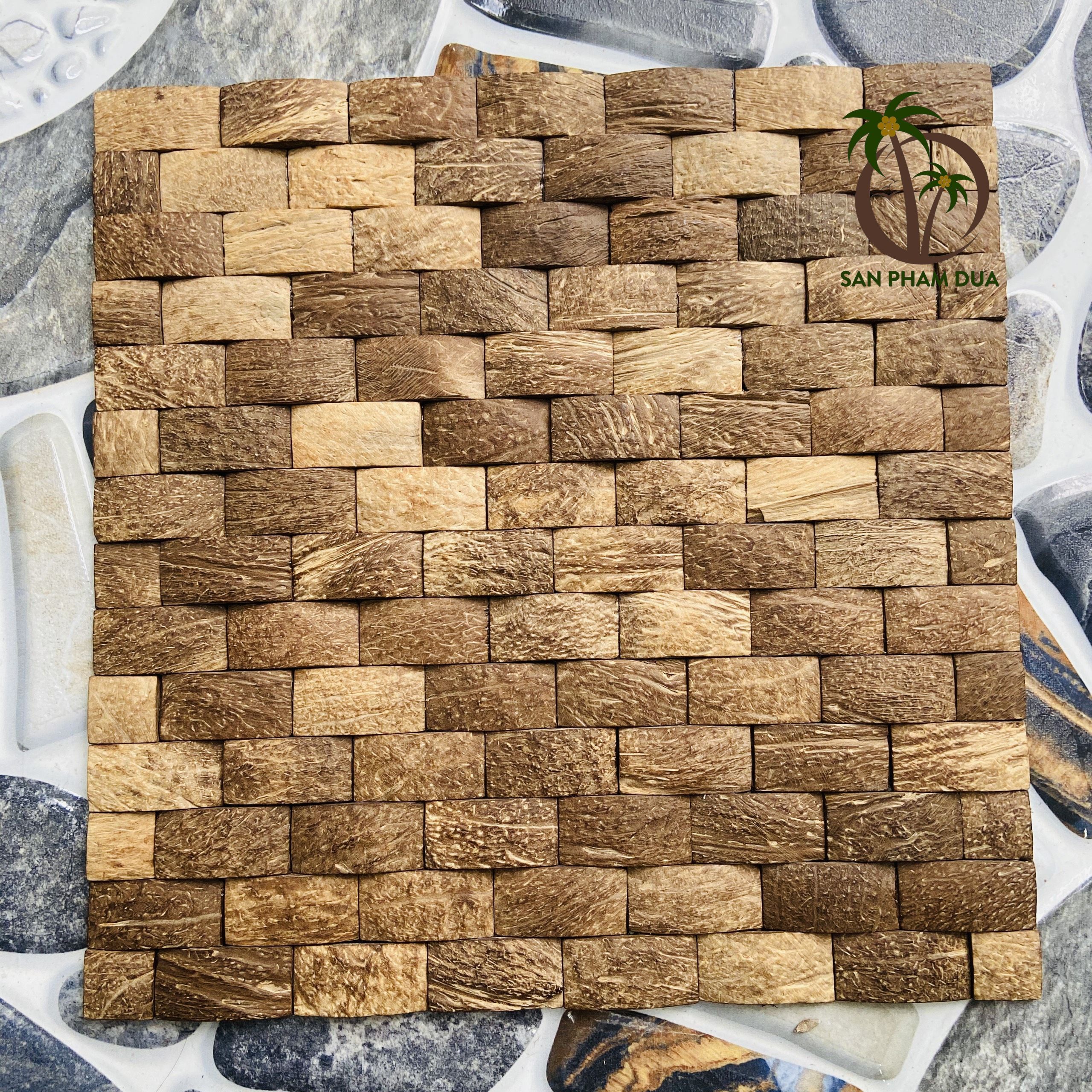 Coco Eco Brand High quality Nature coconut shell wall panels  3D backsplash  wall decor/ coconut panel for decoration