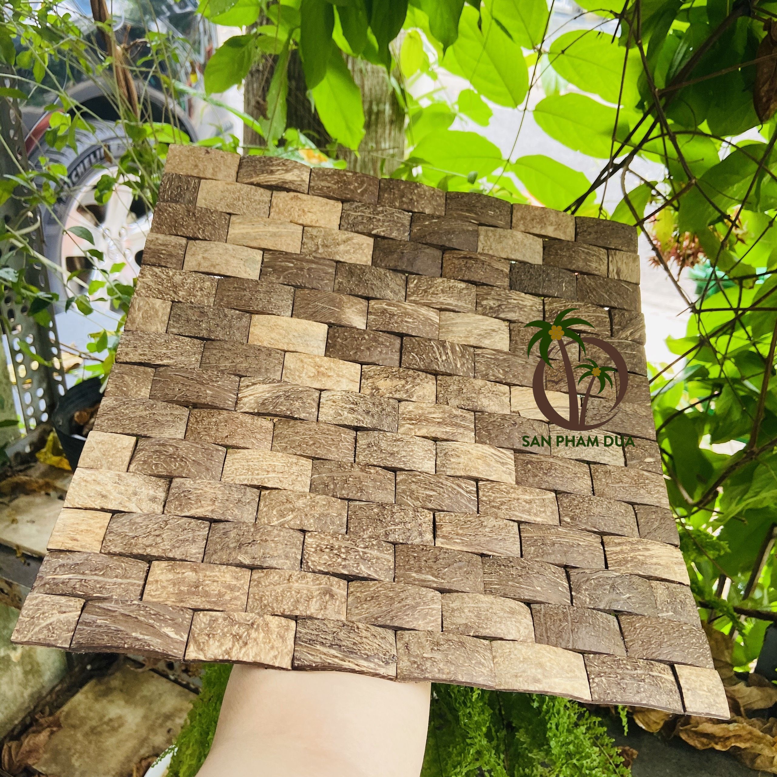 Coco Eco Brand High quality Nature coconut shell wall panels  3D backsplash  wall decor/ coconut panel for decoration