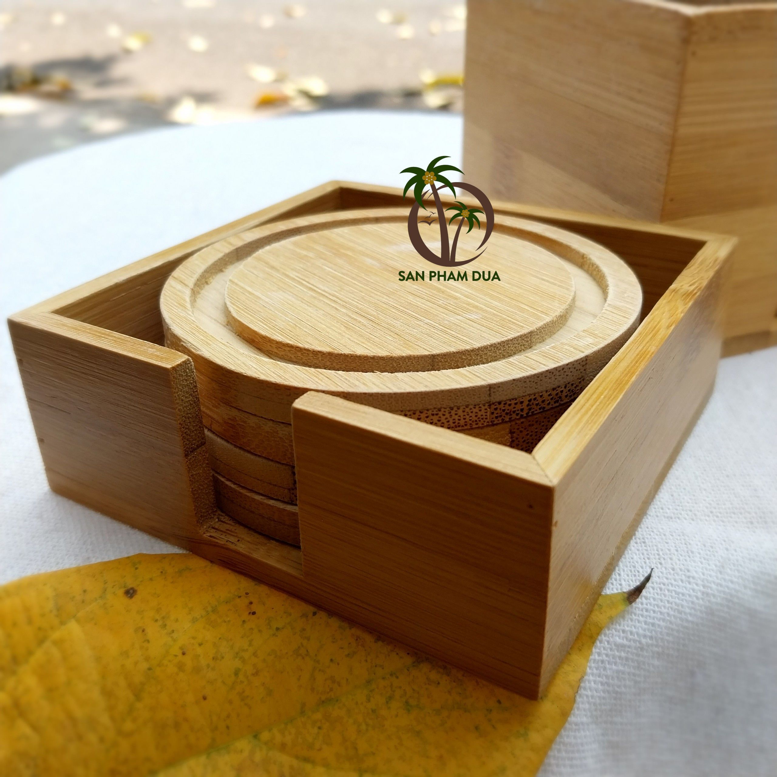 BAMBOO COASTER BOX FOR BAMBOO CUP OR DRINKING CUP BAMBOO COASTER CUSTOMIZED DIAMETER WHOLESALE