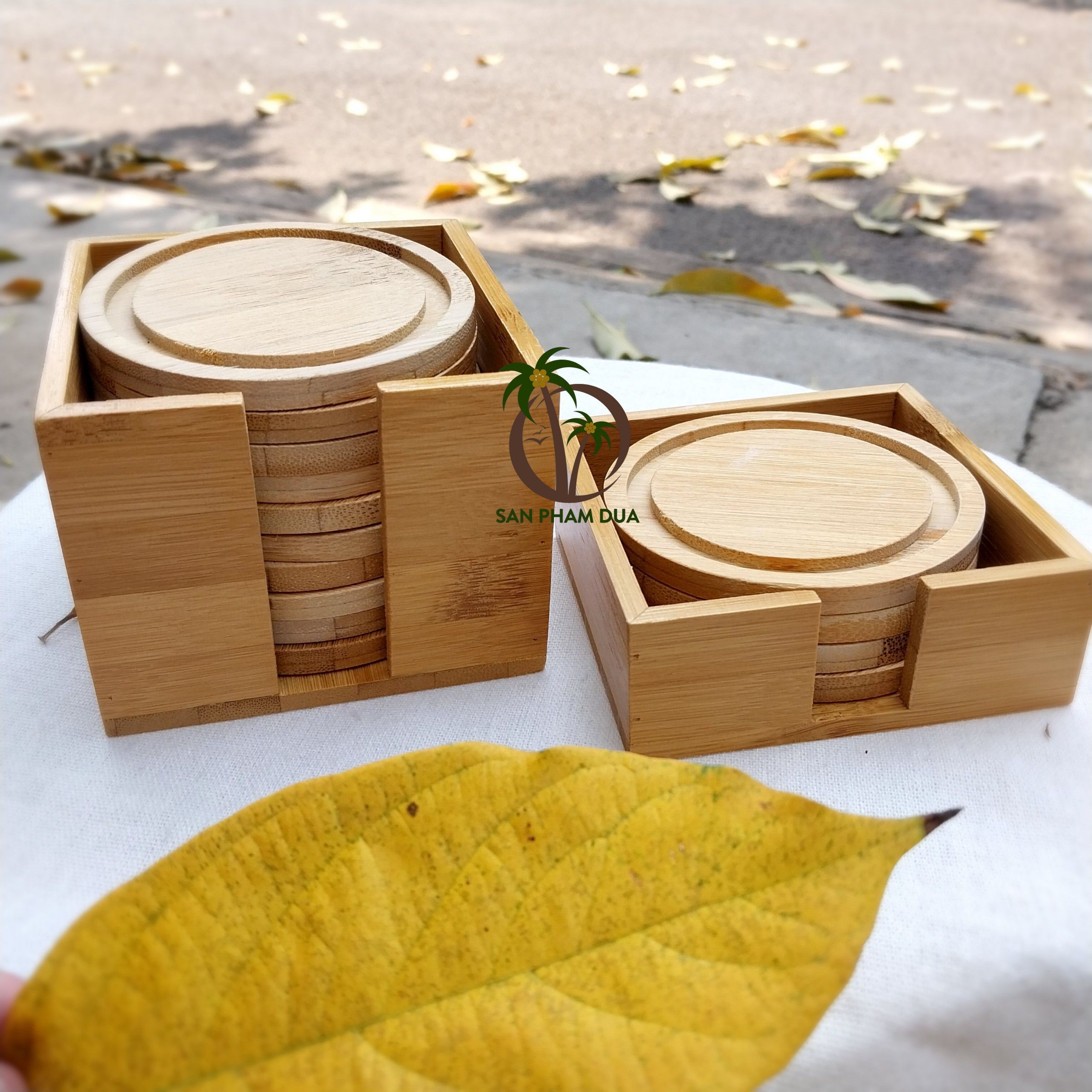 BAMBOO COASTER BOX FOR BAMBOO CUP OR DRINKING CUP BAMBOO COASTER CUSTOMIZED DIAMETER WHOLESALE