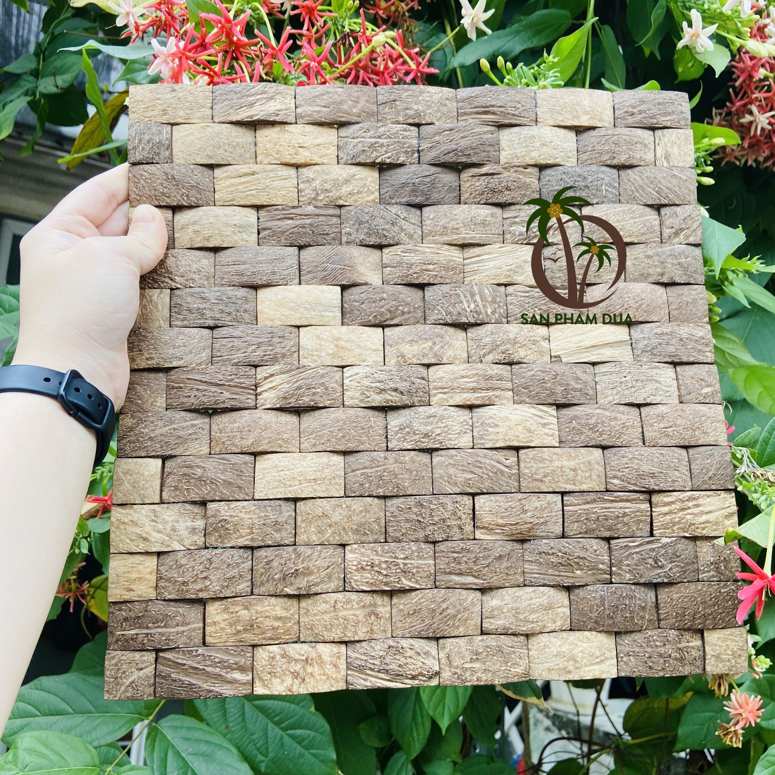 Coco Eco Brand High quality Nature coconut shell wall panels  3D backsplash  wall decor/ coconut panel for decoration