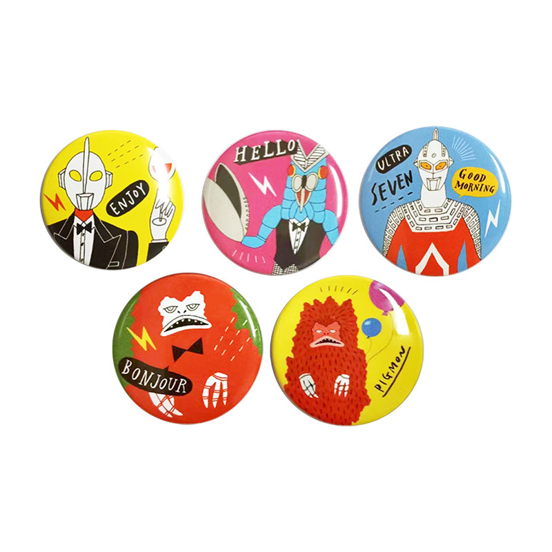 Personalized custom design cute animation hard soft round badge metal enamel badge accessories