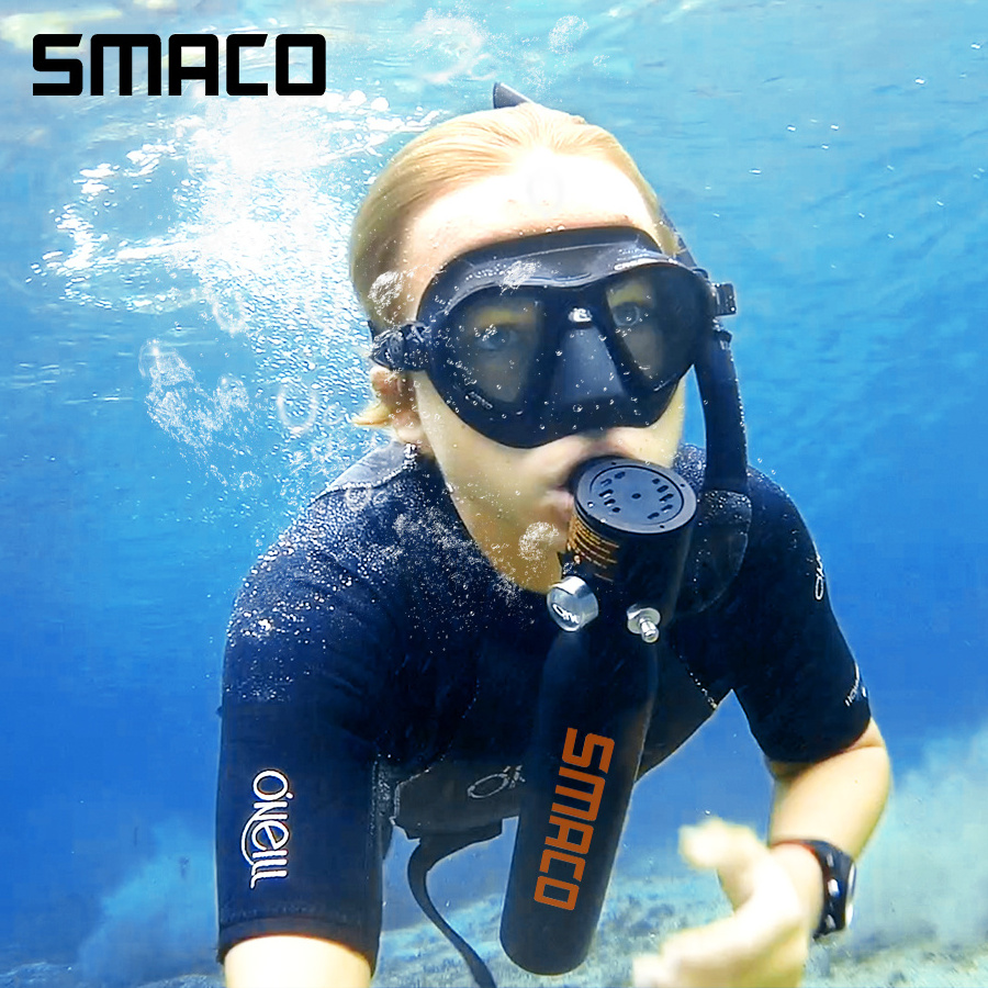 SMACO 0.5L scuba diving single oxygen cylinder black green small air tank underwater sport equipment