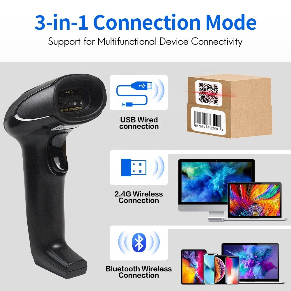 NEW 1D Wireless Bluetooth Barcode Scanner for Supermarket Industry Handheld Bar Code Reader VS120 bar code scan gun